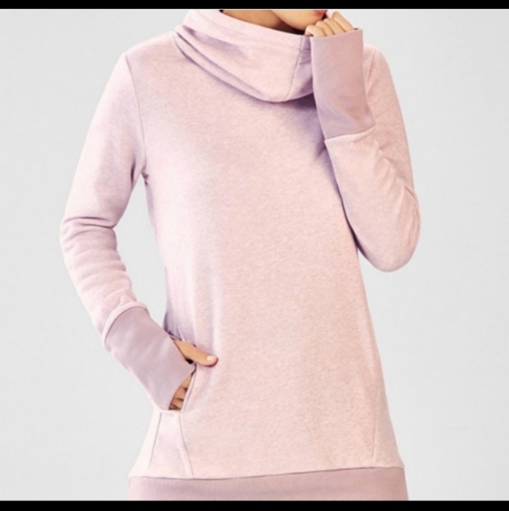Fabletics  zaylee  fleece hoddie funnel Neck light  pink